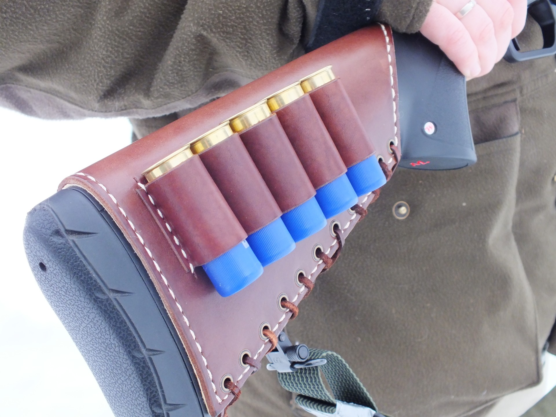 Shotgun Shell Holder made from leather in dark brown